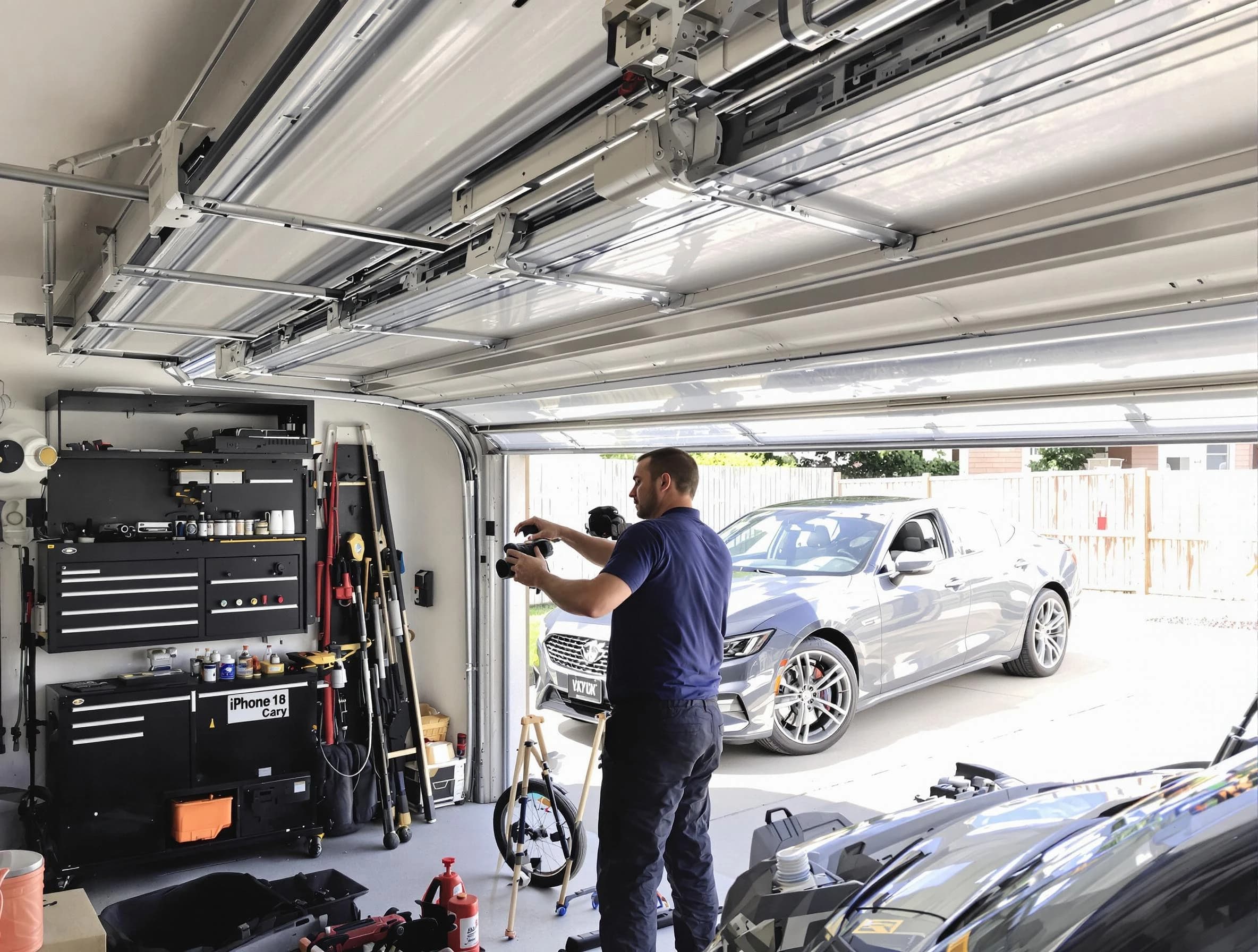 Fitchburg Garage Door Repair technician fixing noisy garage door in Fitchburg