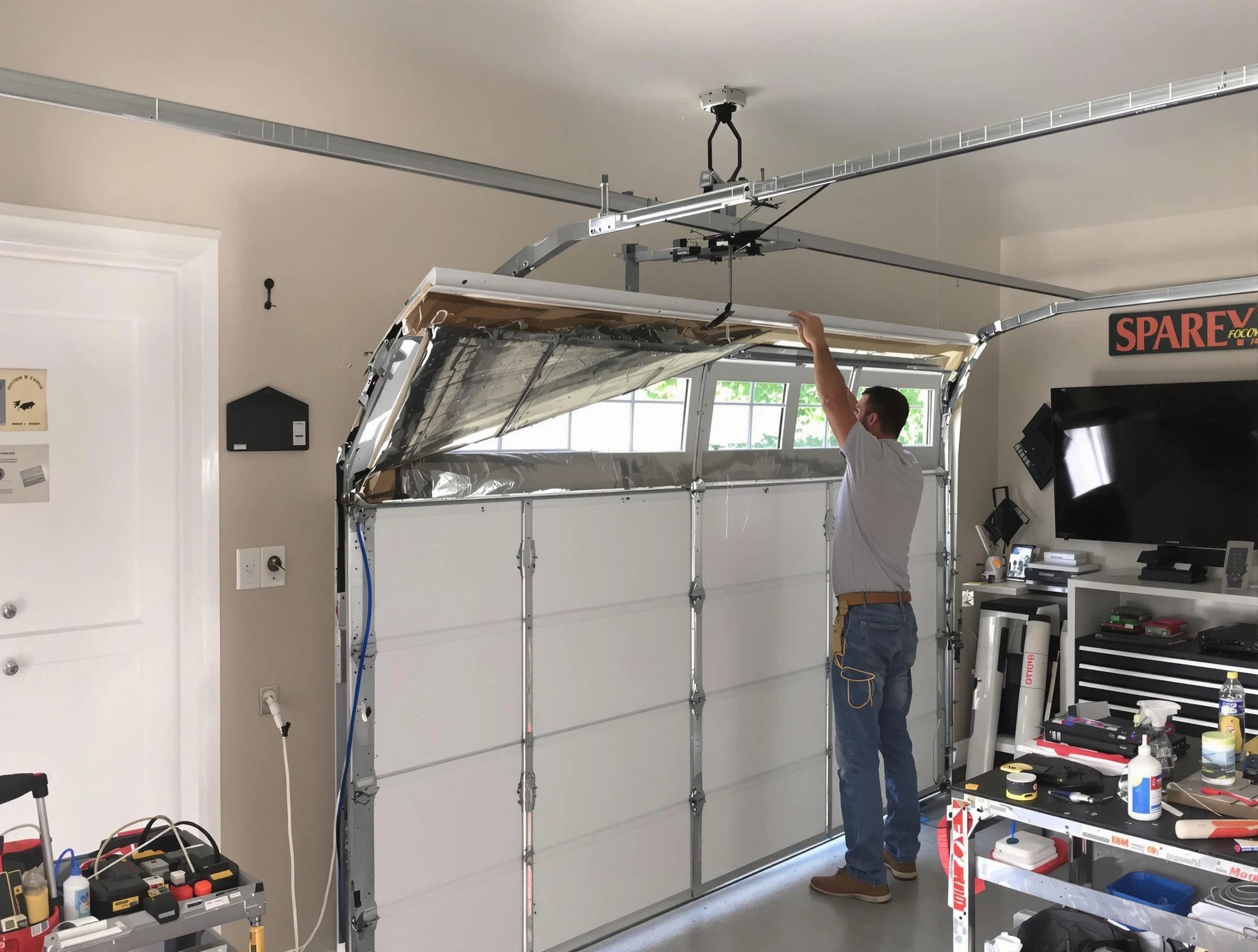 Garage door section replacement by Fitchburg Garage Door Repair in Fitchburg
