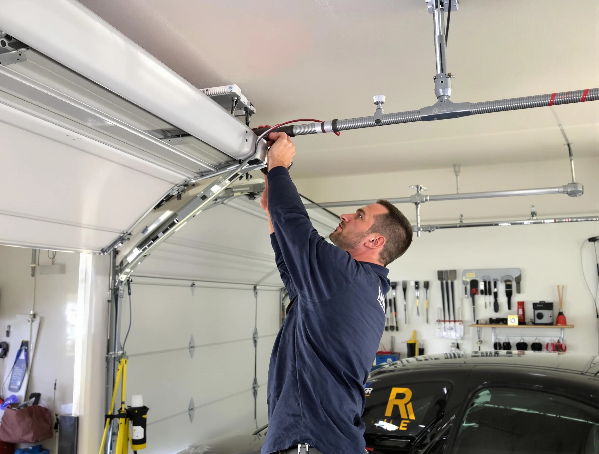 Fitchburg Garage Door Repair technician performing garage door cable repair in Fitchburg