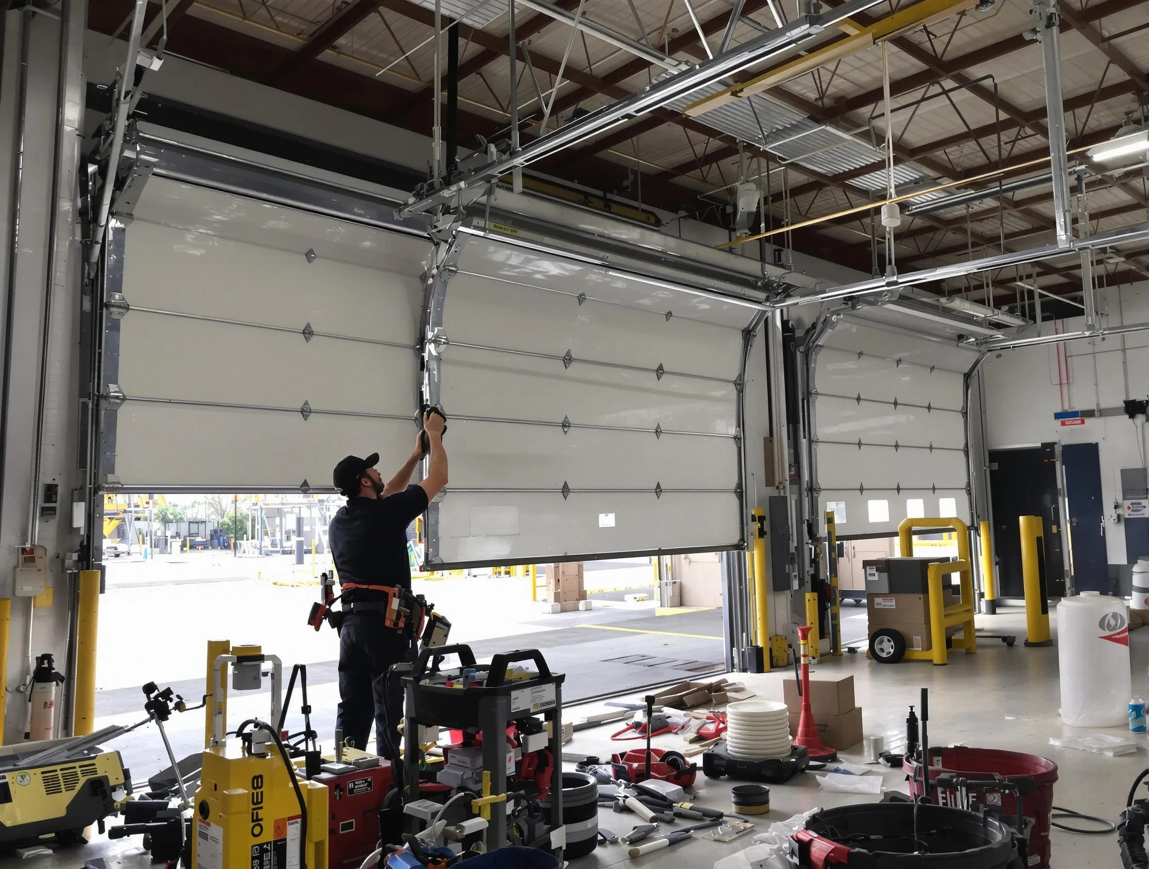 Fitchburg Garage Door Repair technician performing commercial garage door repair in Fitchburg