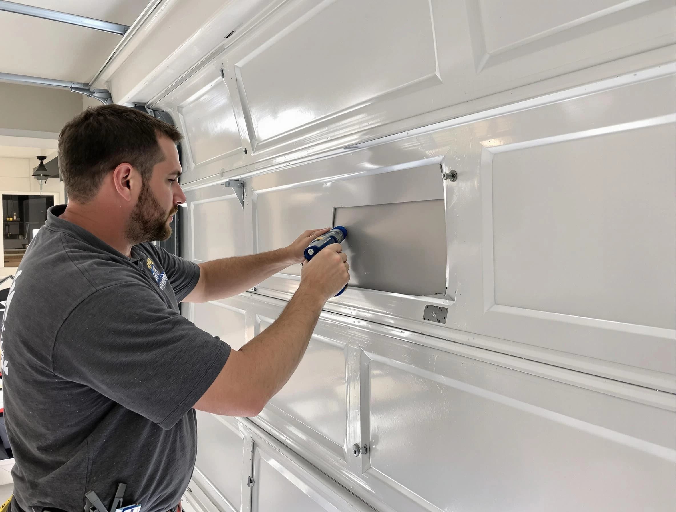 Garage door panel repair by Fitchburg Garage Door Repair in Fitchburg