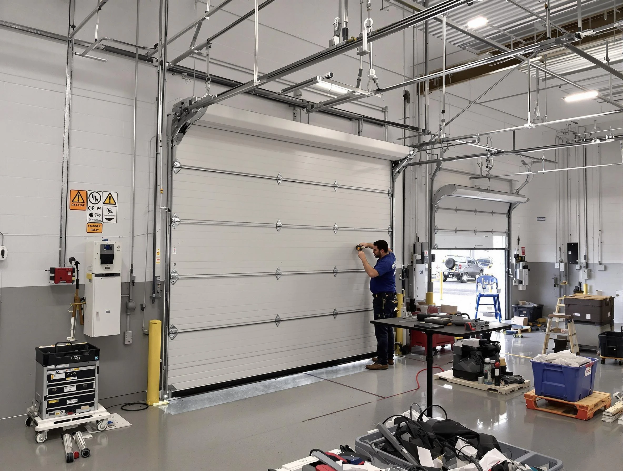 Commercial garage door repair being performed by Fitchburg Garage Door Repair expert in Fitchburg